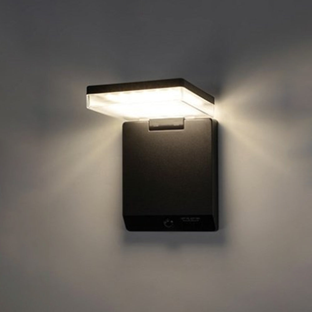 Zibekun Modern Minimalist Right-Angle Sensor Solar Waterproof Outdoor Wall Lamp, Black