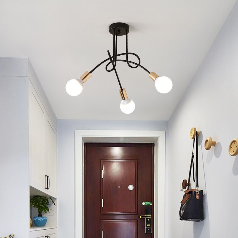 Lopumit Modern Linear Curve Metal Ceiling Light, Dining Room/Living Room