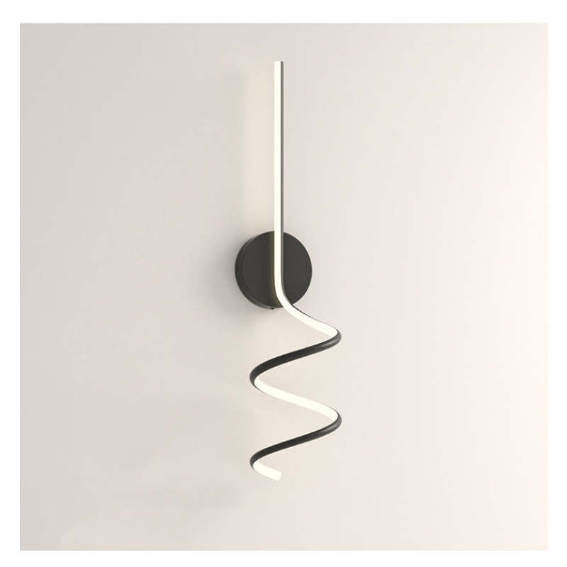 Kipenan Modern LED Art Interior Wall Light Spiral, Black & White