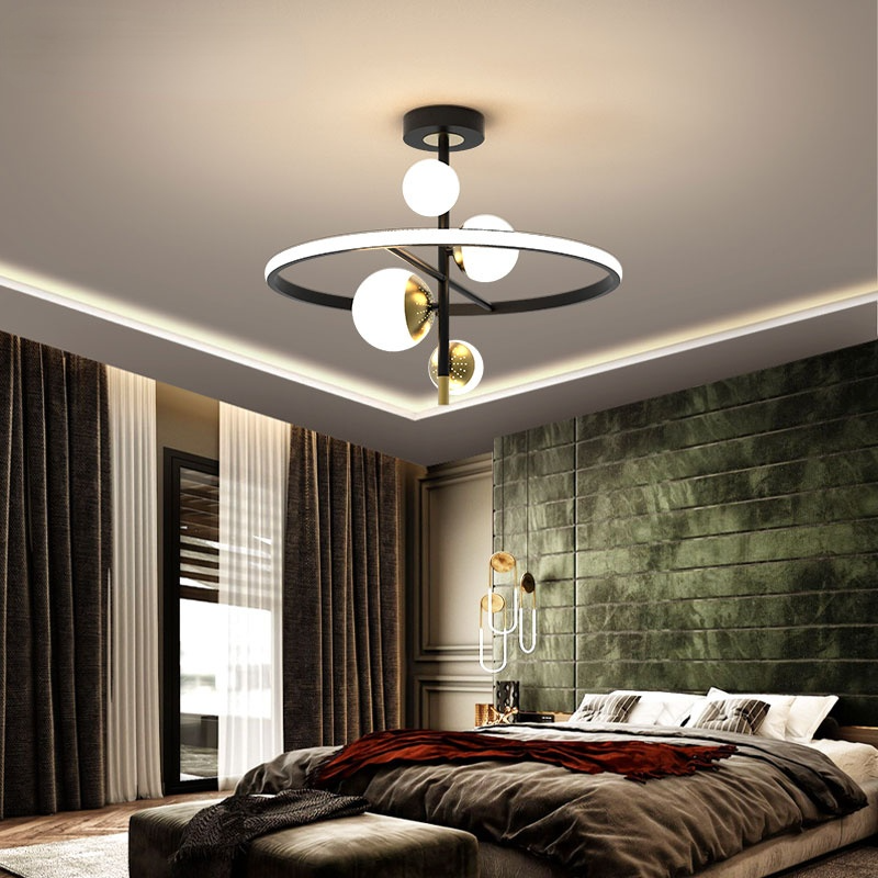Resilak Semi-Flush Mount Ceiling Light, Gold & Black, 2 Style