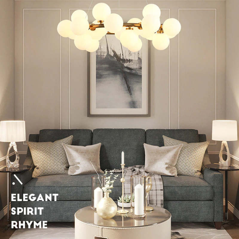 Cogamom Bass Glass Bubble Golden Chandelier