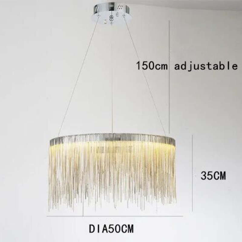 Potenor Tassel Chain Art Deco Pendant Light Silver/Gold Living Room/Hall
