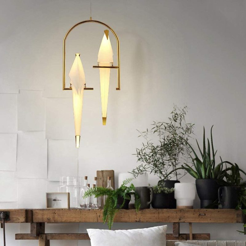 Mubagir Modern Nordic Post Modern Bird Pendant Light, White/Clear