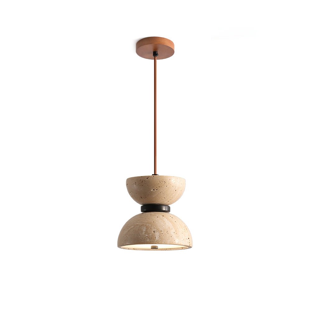 Tersus Travertine Hourglass Pendant Light Double-dome