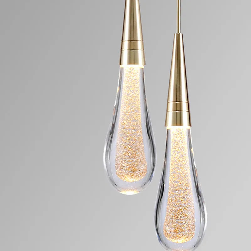 Eloria Pendant Light Crystal Glass Droplet Gold-Neutral Decor