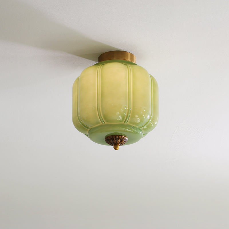 Selviro Ceiling Lamp Green Glass Brass Classic