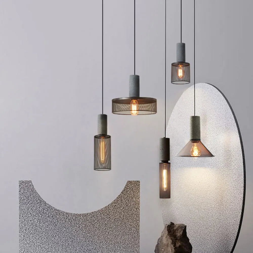 Vireth Pendant Light Industrial Cylindrical Cement/-Neutral Decor