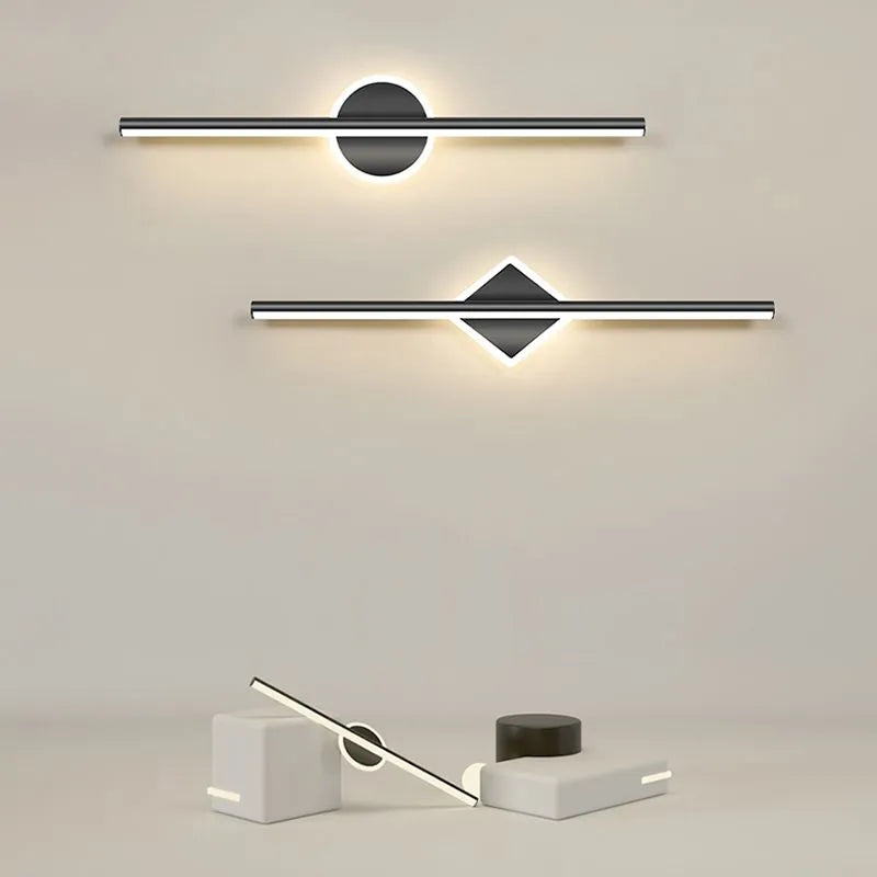 Januked LED Linear Mirror Front Vanity Wall Lamp, Black/Gold
