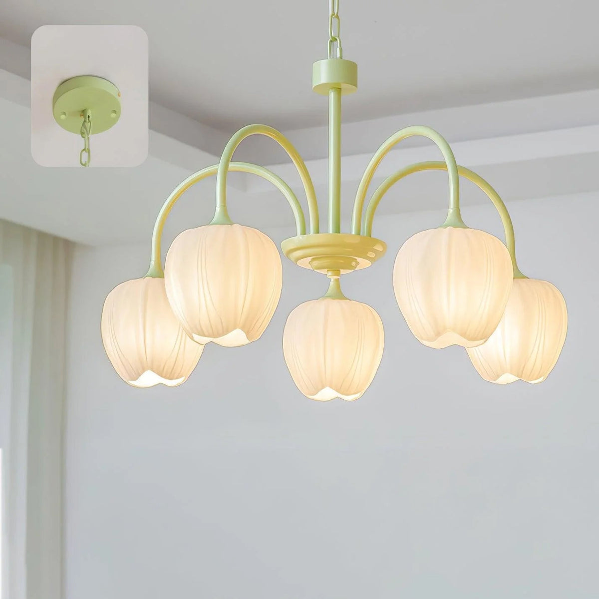 Eiraine Chandelier Tulip Matcha Glass