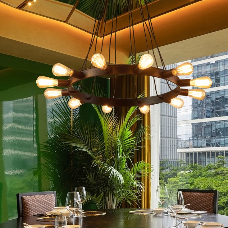 Digitad Vintage LED Chandelier Brown Metal Living Room/Bar