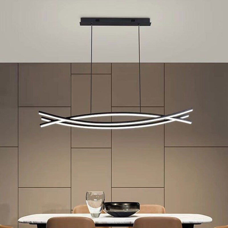 Beribar Modern Linear Metal Pendant Light, Black