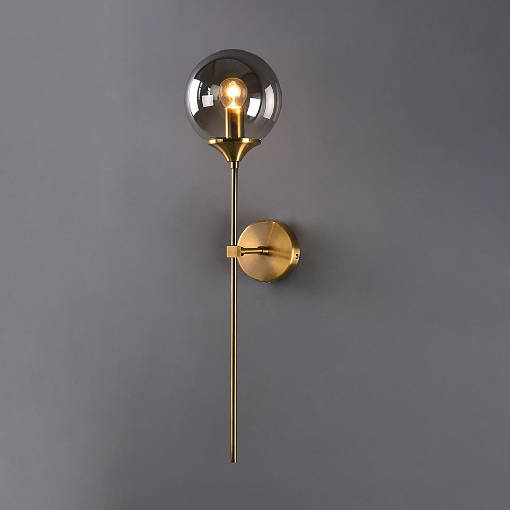 Bavitid Modern Globe Metal/Glass Wall Lamp, Gray/Amber/Clear/White