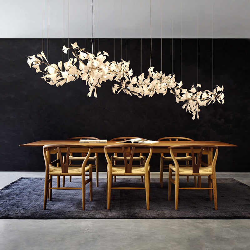 Navirin Luxury Ceramic Chandelier Large Foyer, Gingko leaf, Living Room