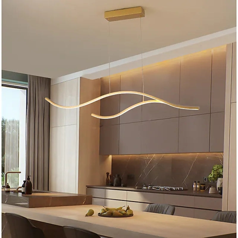 Lekubok Curved Linear Pendant Light, Black/Gold