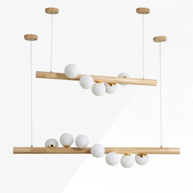Taribid Glass Bubble Pendant Light Wood/Walnut