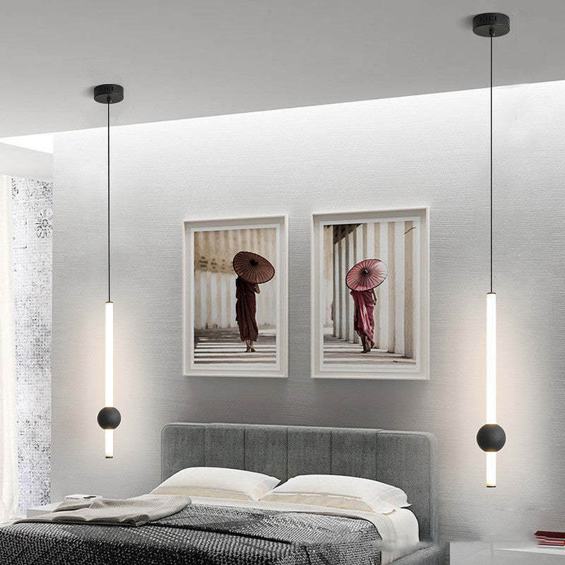 Mekarom Minimalist Linear Globe Glass Pendant Light, Bedroom