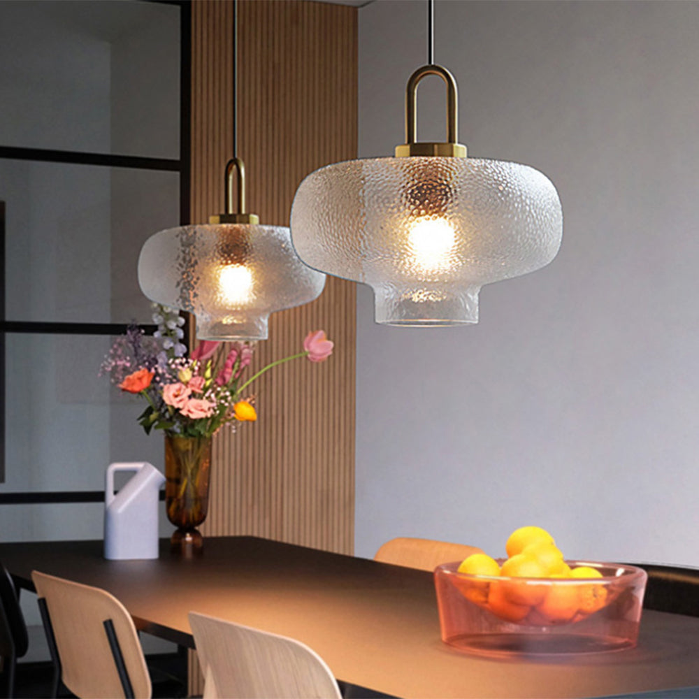 Hakogos Minimalist Blown Frosted Clear Glass Pendant Light
