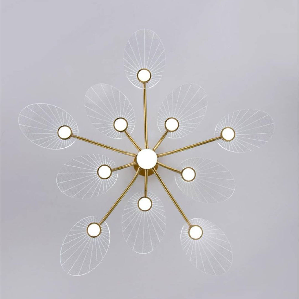 Lebirok Art Deco Leaf Metal/ Chandelier, Gold