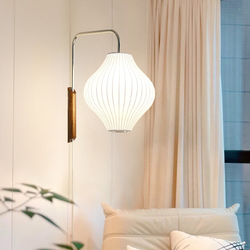 Gipepute Indoor Wall Lamp Wood Living Room Modern Fabric Round