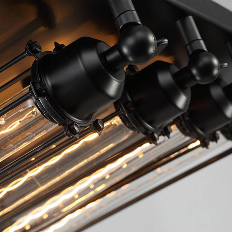 Nikokar Vintage Tubed Metal Flush Mount Ceiling Light, Black, Living Room