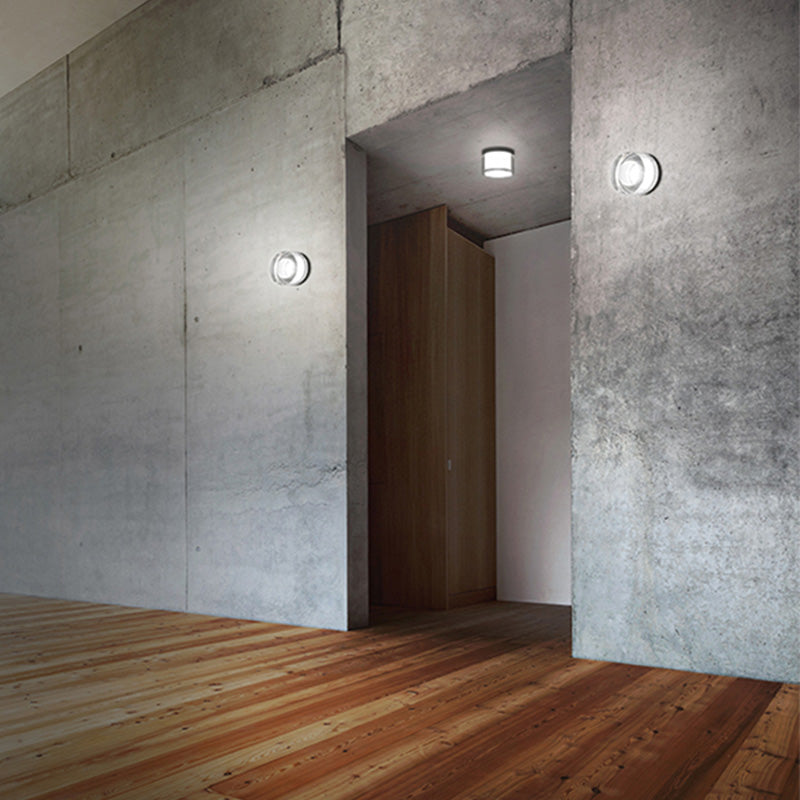 Milotud Modern Mini Drum Metal/ Outdoor Wall Lamp, Transparent