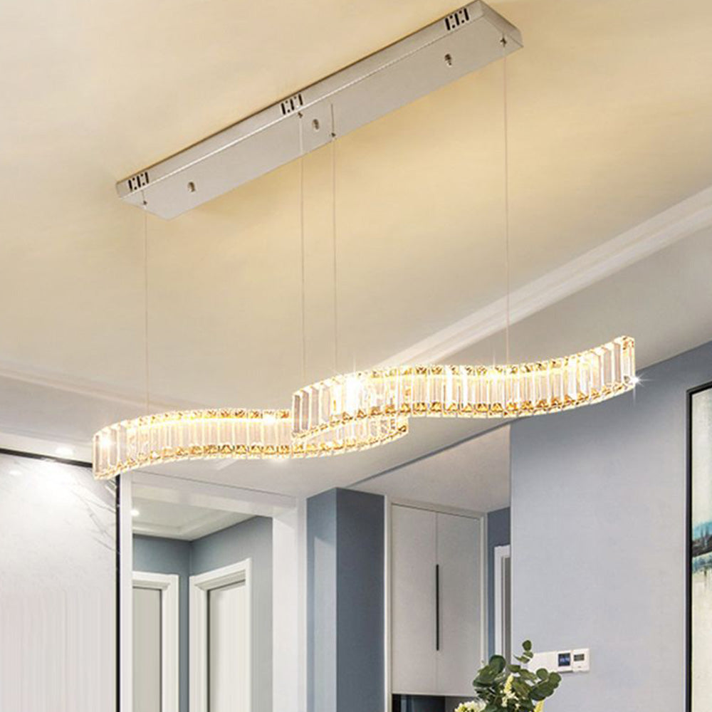 Kolotet Luxury Wave Crystal/Metal Pendant Light, Silver/Gold