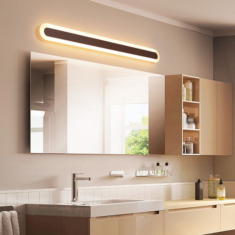 Povetul Modern Linear Vanity Wall Lamp, White/Brown, Bathroom