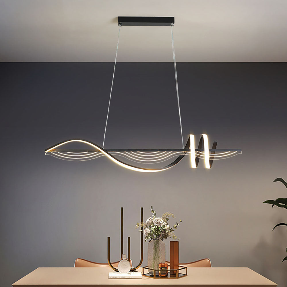 Zekapum Contemporary Style Linear Metal Pendant Light White/Black