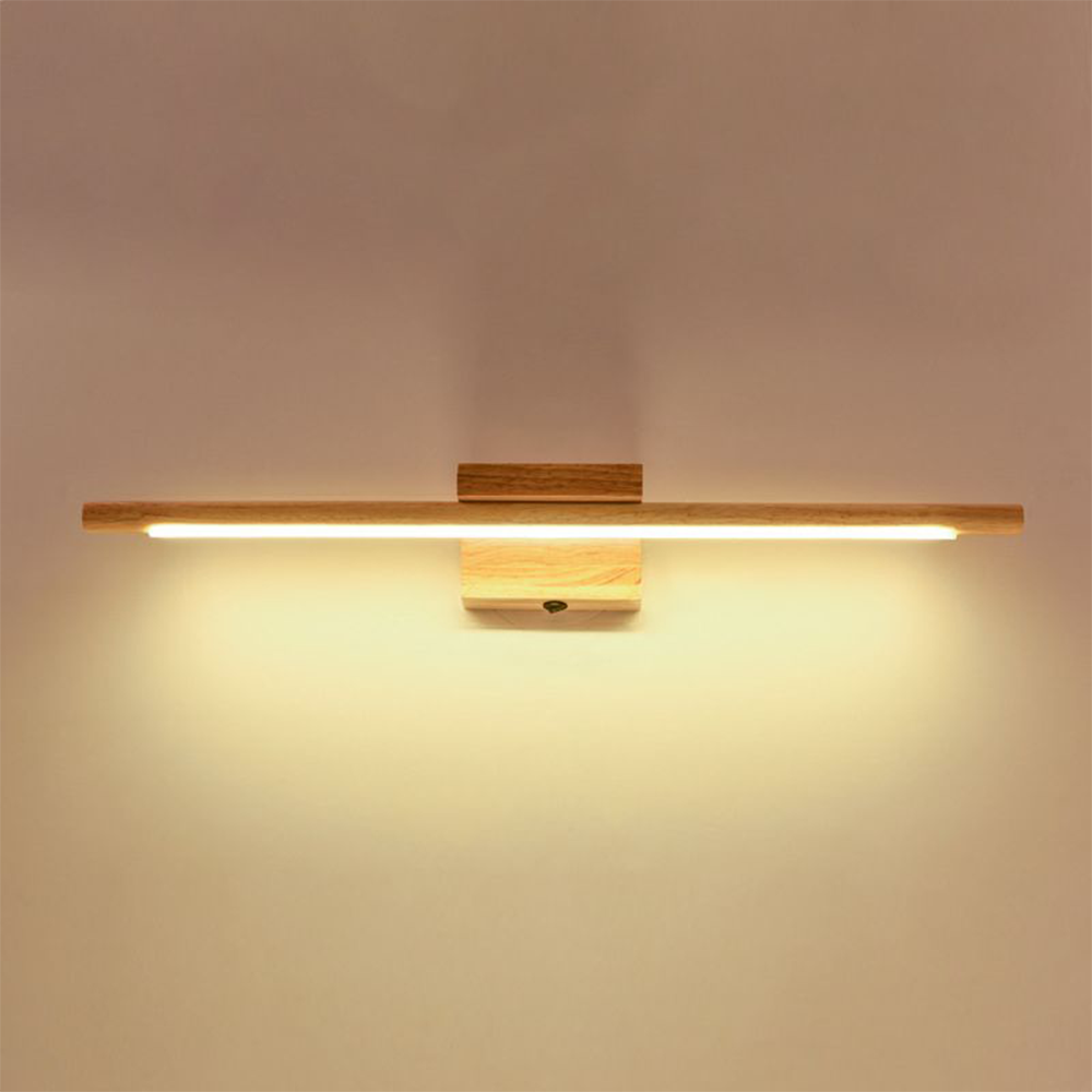 Zisolud Nature Wood Linear Mirror Front Vanity Wall Lamp