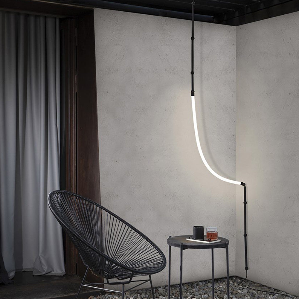 Gisakud Modern Linear Metal/Silicone Pendant Light, Black