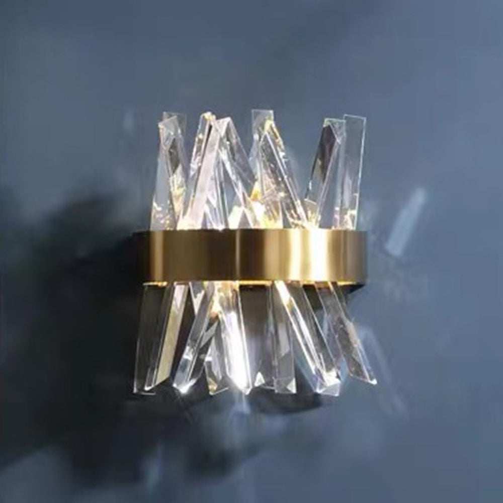 Cikutar Decorative Geometric Crystal/Metal Wall Lamp, Gold