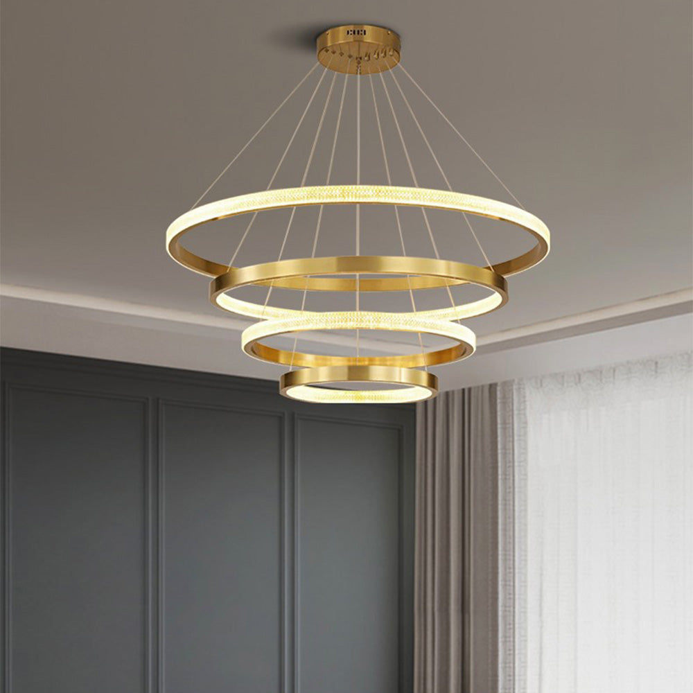 Seposik Modern Ring Metal/Arcylic LED Pendant Light, Black/Gold