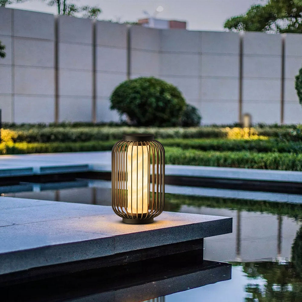 Hepirod Lantern Solar/Rechargeable Outdoor Floor Lamp, Brown