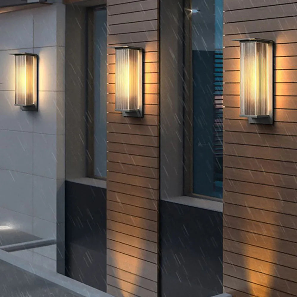 Zevotar Modern Rectangular Metal Outdoor Wall Lamp, Black