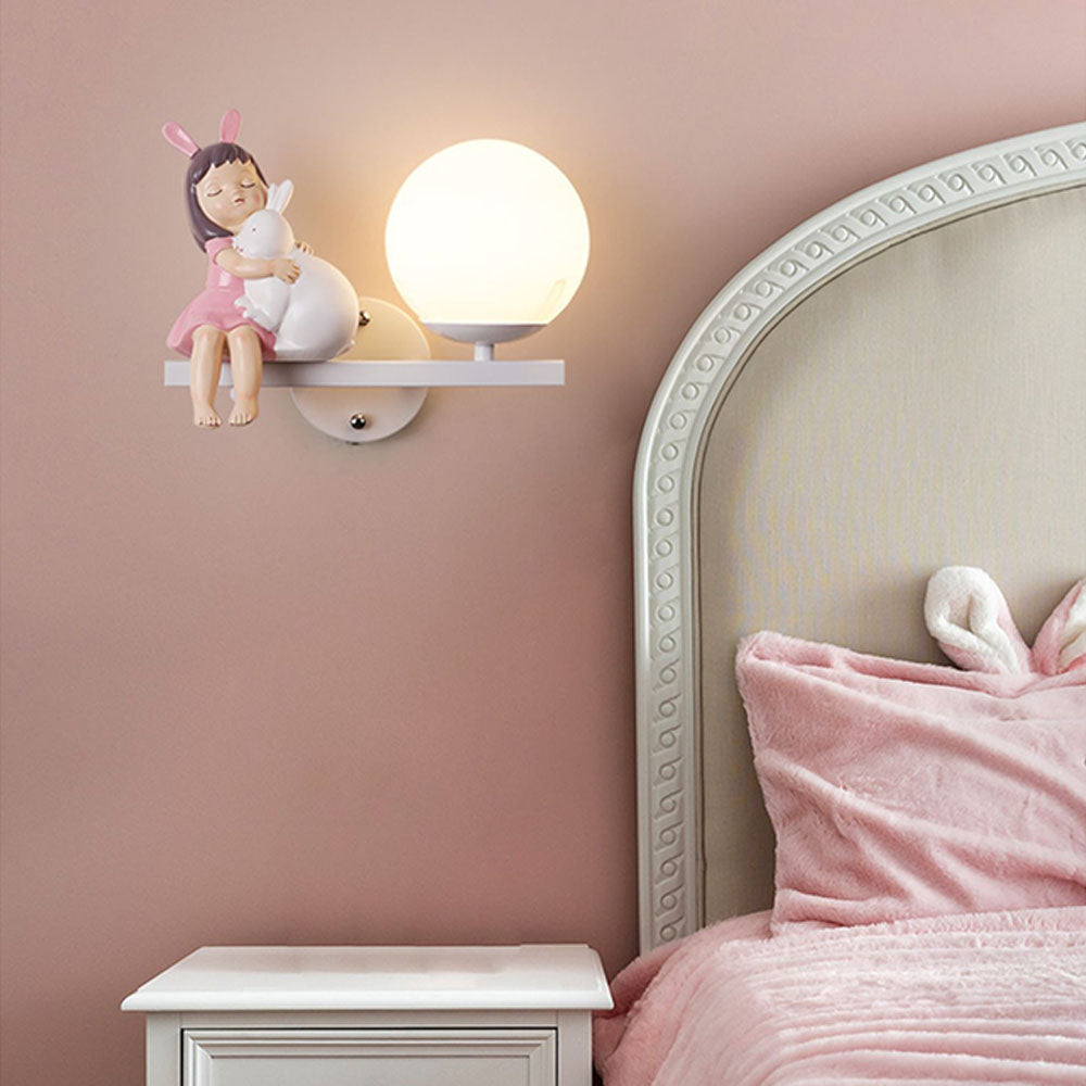 Daribos Modern Metal/Glass Wall lamp, White & Pink