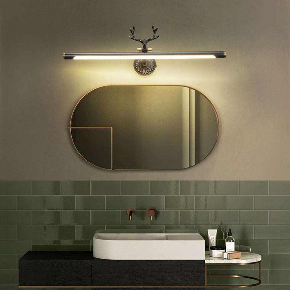 Niragas Modern Staghorn Shaped Vanity Mirror Front Wall Lamp, Black/Brass