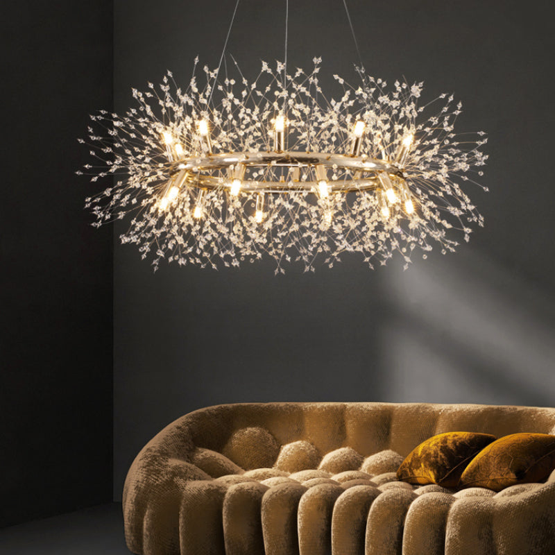 Keritun Modern Dandelion LED Pendant Light GoldCrystal Bedroom/Living Room