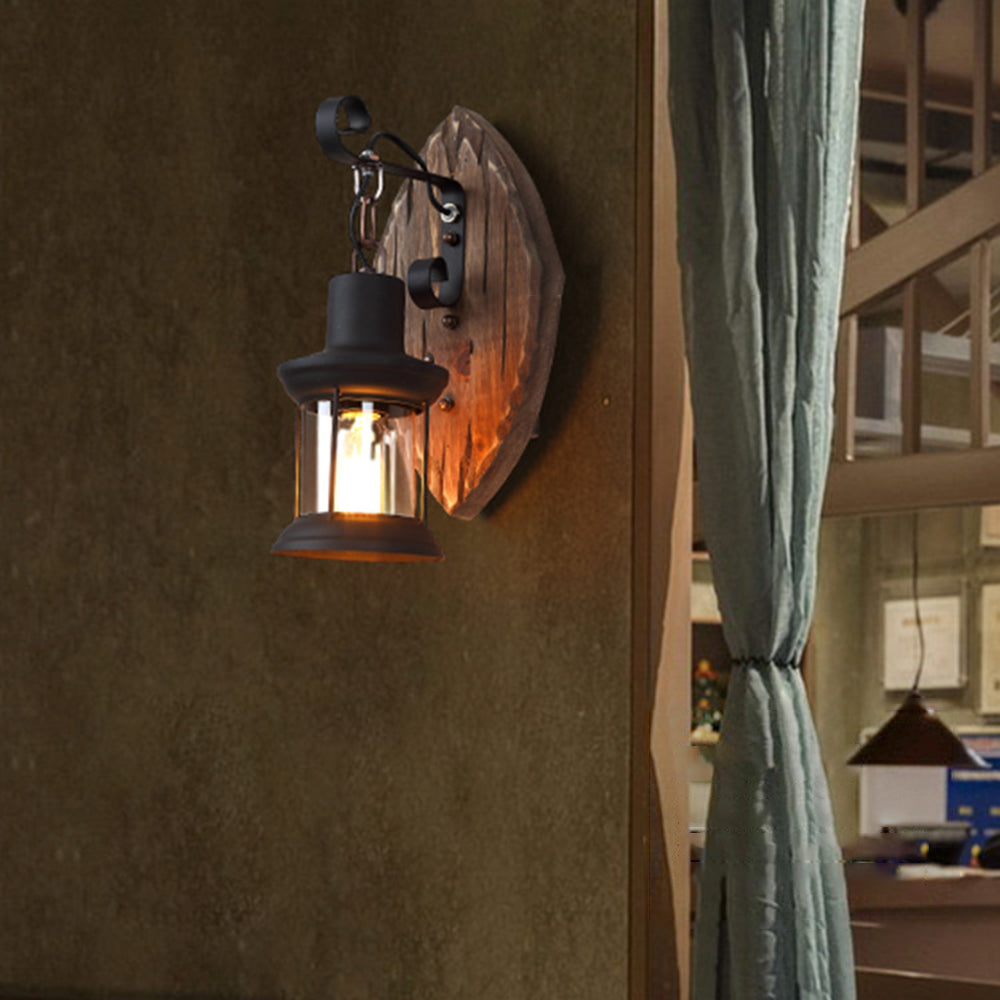 Dutigus Wall Lamp Leaf Shape Vintage, Wood/Metal, Bedroom