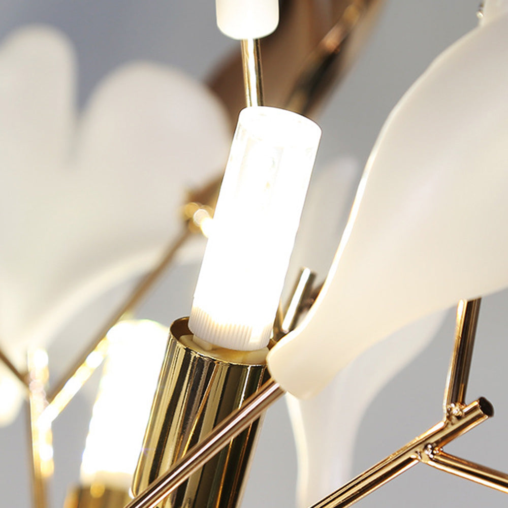 Vudogam Floor Lamp Leaf Artistic, Ceramic/Metal, White/Gold, Study