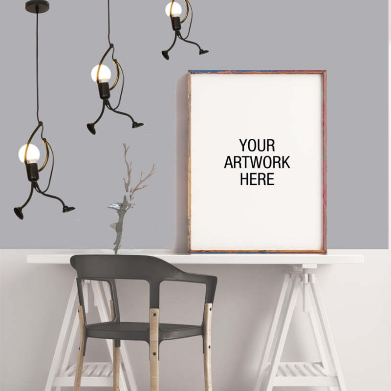 Esi Retro Modern Iron Man Pendant Light, Black-Neutral Decor