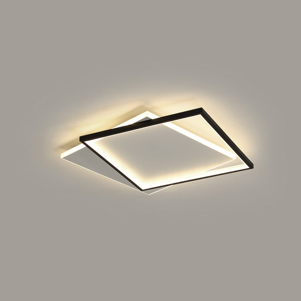 Mabugar Modern Square/ Round Flush Mount Ceiling Light, Black with White
