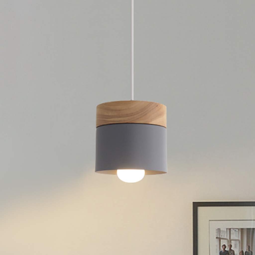 Moturos Modern Can Shape Metal/Wood Pendant Light