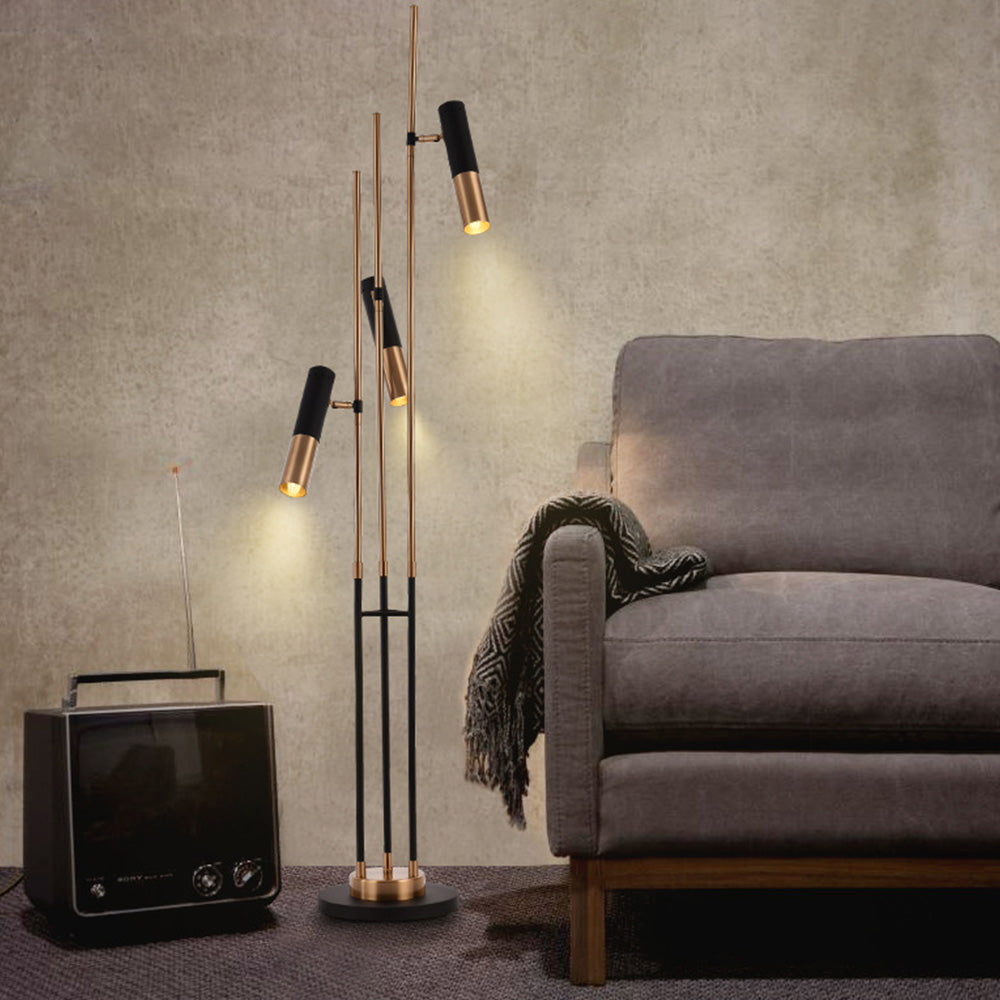 Fegised Modern Tall Metal 3 Bulb Floor Lamp, Black