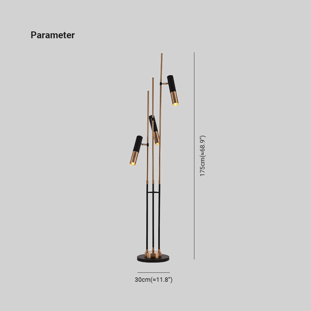 Fegised Modern Tall Metal 3 Bulb Floor Lamp, Black