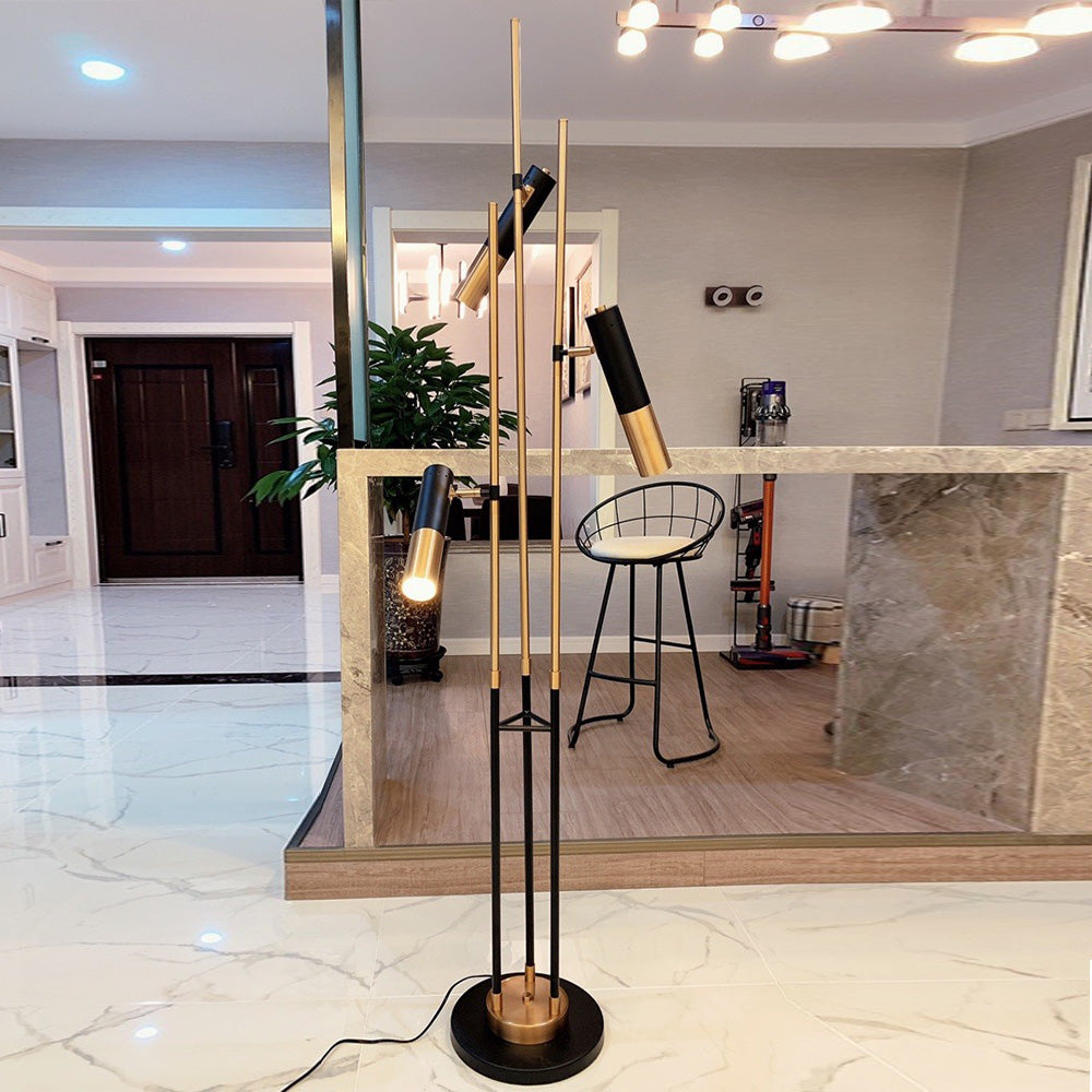 Fegised Modern Tall Metal 3 Bulb Floor Lamp, Black