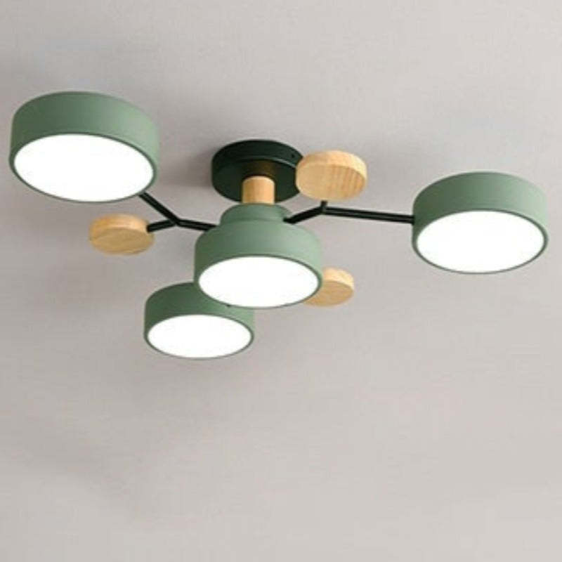 Cumalik Ceiling Light, Wood Round for Living Room