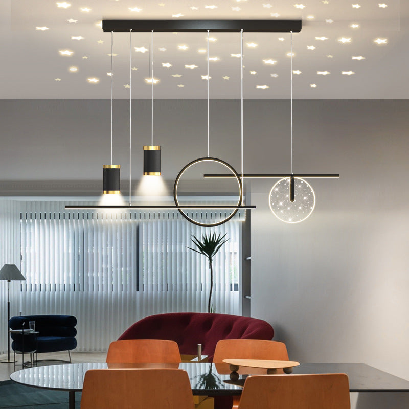 Zovunam Modern Metal Starry Pendant Light, Black/White/Gold