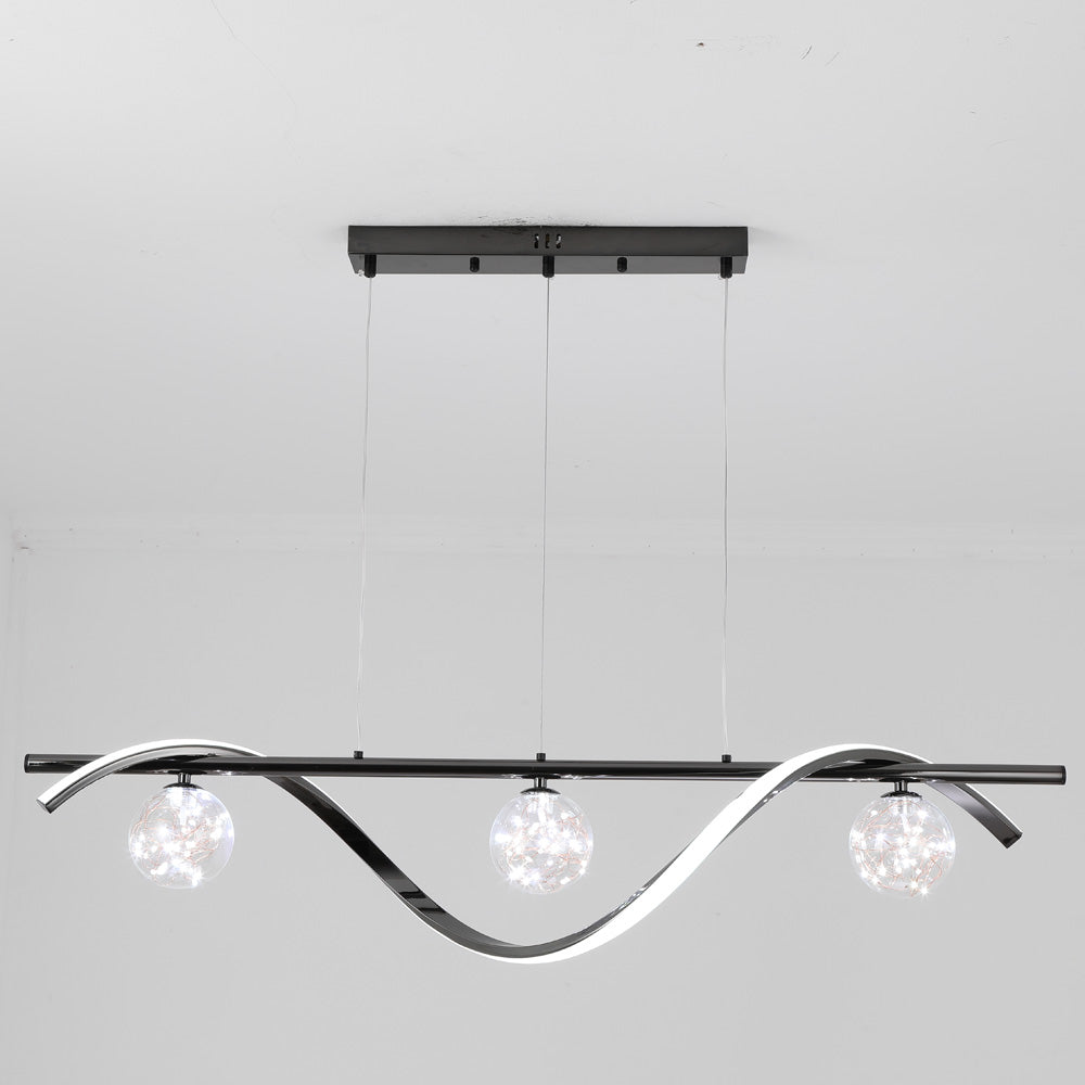 Junutas Graceful Arc with Glass Globes Pendant Light