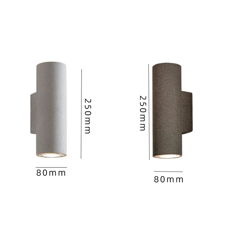 Tarumon Minimalist Cylindrical Double-headed Cement Outdoor Wall Lamp, Black/White