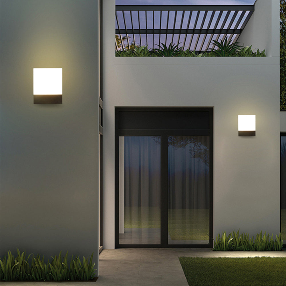 Tevapal Modern Sensor Rectangular Metal Outdoor Wall Lamp, Black/White